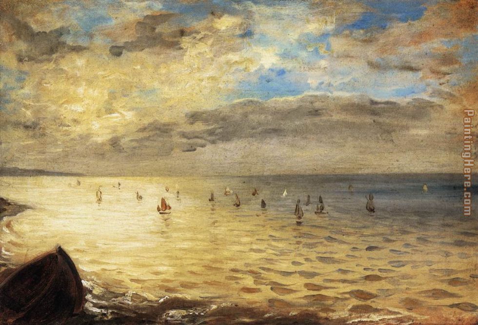 The Sea from the Heights of Dieppe painting - Eugene Delacroix The Sea from the Heights of Dieppe art painting